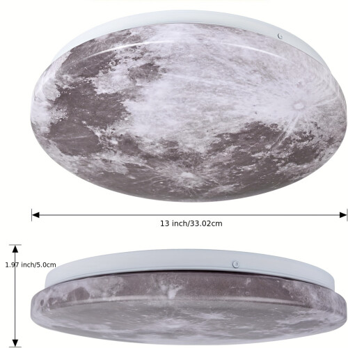 (33.02cm) LED Moon Style Flush Mount Ceiling Light Fixture, 30W Round Modern Ceiling Ceiling Light