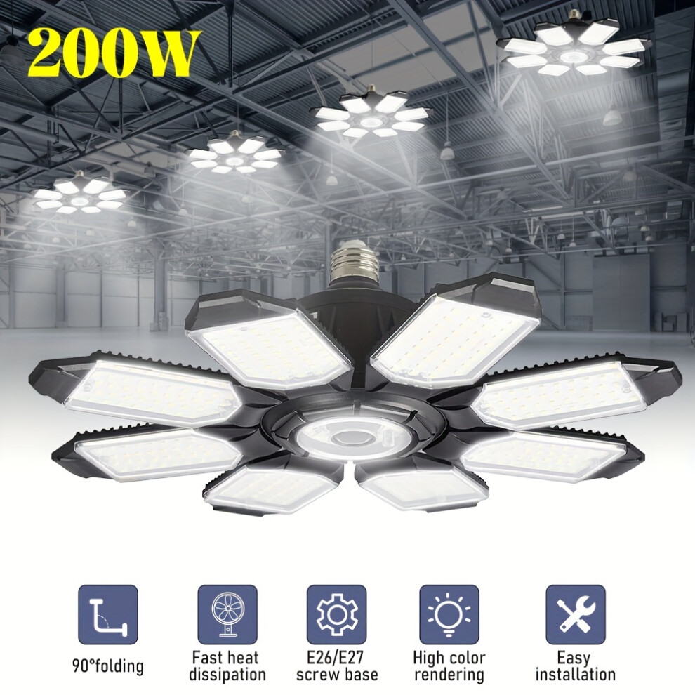 (Eight-leaf foldable garage light) LED Garage Lights 200W, 20000LM Led Shop Light with Adjustable Panel