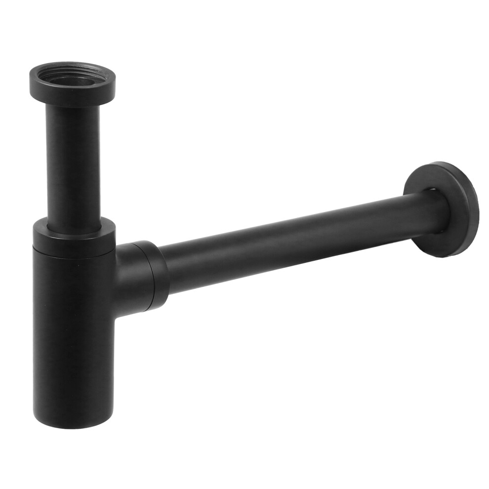 Bottle Sink Basin Trap 40mm / 1.5" Luxury Round Deodorant Waste Pipe Outlet (Matt Black)