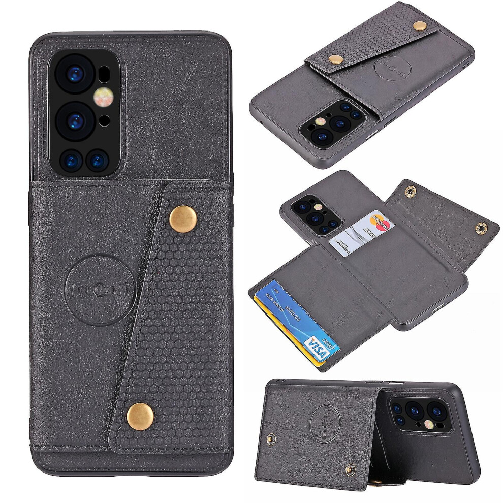 (Black) Double Buckle Pu Tpu Case For Oneplus 9 Pro - Dual Protection And Style Black 7669442863852