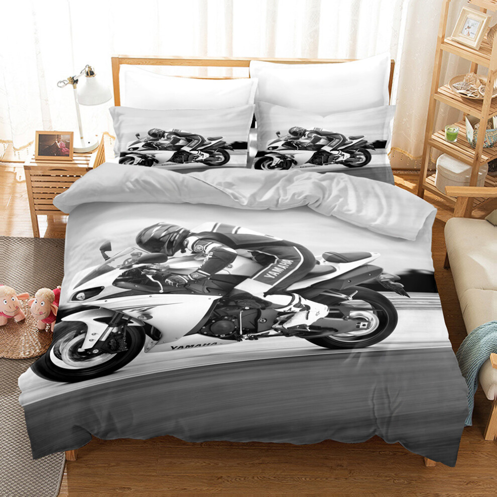 (Style 09, Single(135X200CM/2PCS)) Motorcycles Bedding Single Double Duvet Cover UK