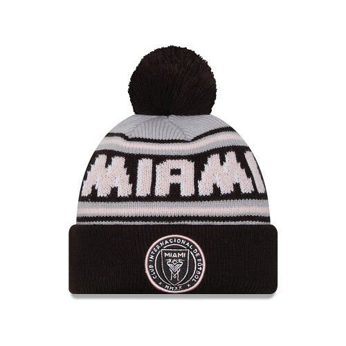 New Era New Era Inter Miami CF Black Bobble Knit Beanie Hat