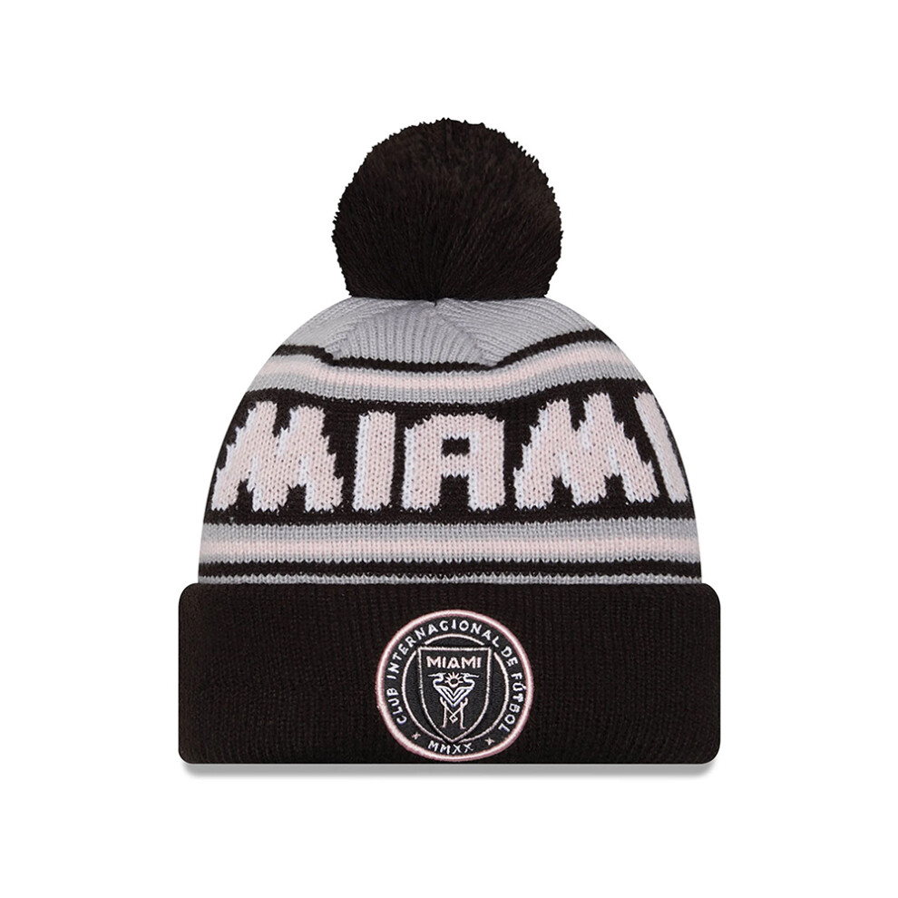 New Era Inter Miami CF Black Bobble Knit Beanie Hat