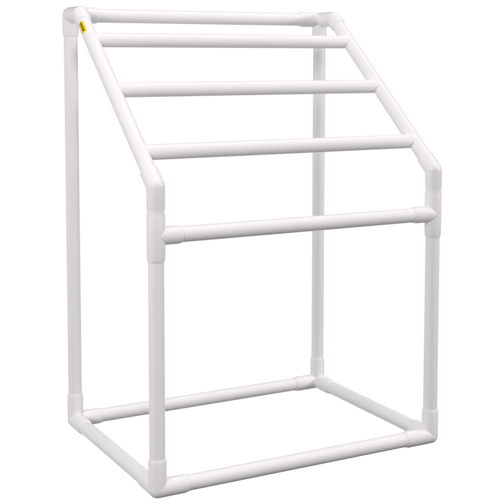 VEVOR Outdoor Towel Rack Pool Towel Rack 5 Bar Trapezoidal White Freestanding