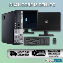 (500GB HDD, 22" Monitor) FULL DELL DUAL CORE Intel i3 Desktop Tower Computer PC 8GB RAM + Monitor + Windows 10