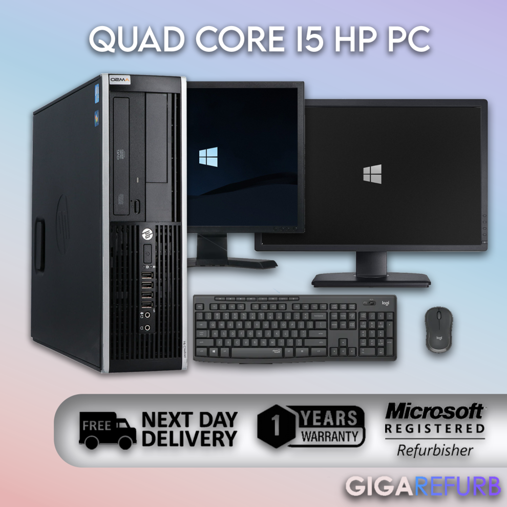 (500GB HDD, Dual 22" Monitors) CUSTOM HP QUAD CORE Intel i5 Desktop Computer 8GB RAM PC DUAL Monitors + Windows 10-image-OPC-PDTJNFB-NEW