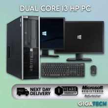 (1TB HDD, 22" Monitor) FULL HP DUAL CORE Intel i3 Desktop Tower Computer PC 8GB RAM + Monitor + Windows 10