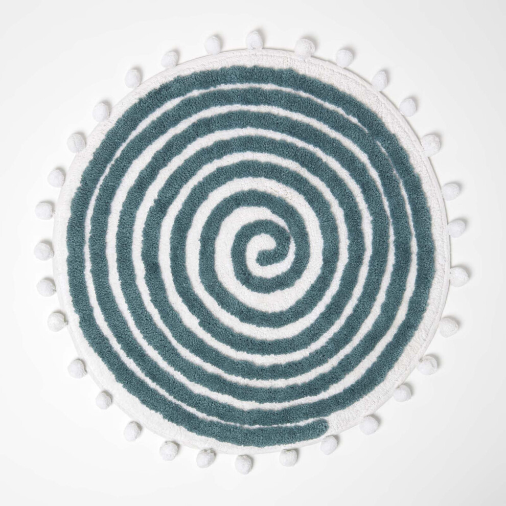 Spiral  Bath Mat 100% Cotton with Pom Pom Edges