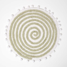 (Green) HOMESCAPES Spiral Cotton Bath Mat with Pom Pom Edges