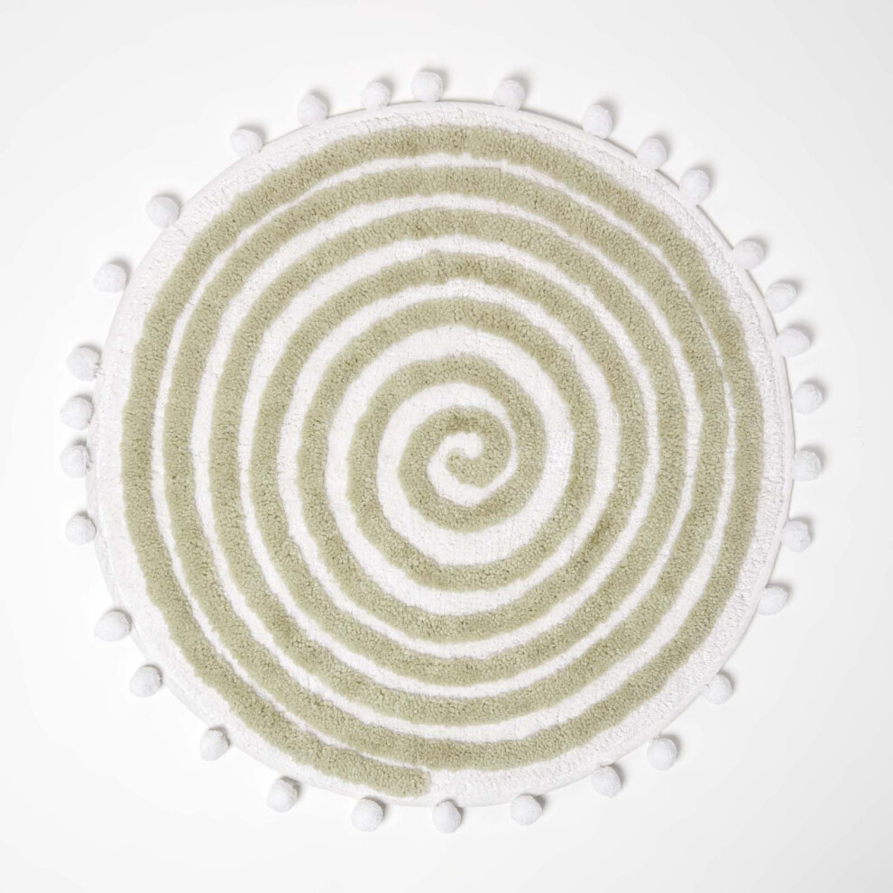 Spiral  Bath Mat 100% Cotton with Pom Pom Edges