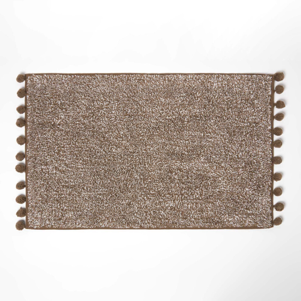 Tufted Bath Mat 100% Cotton with Pom Pom Edges