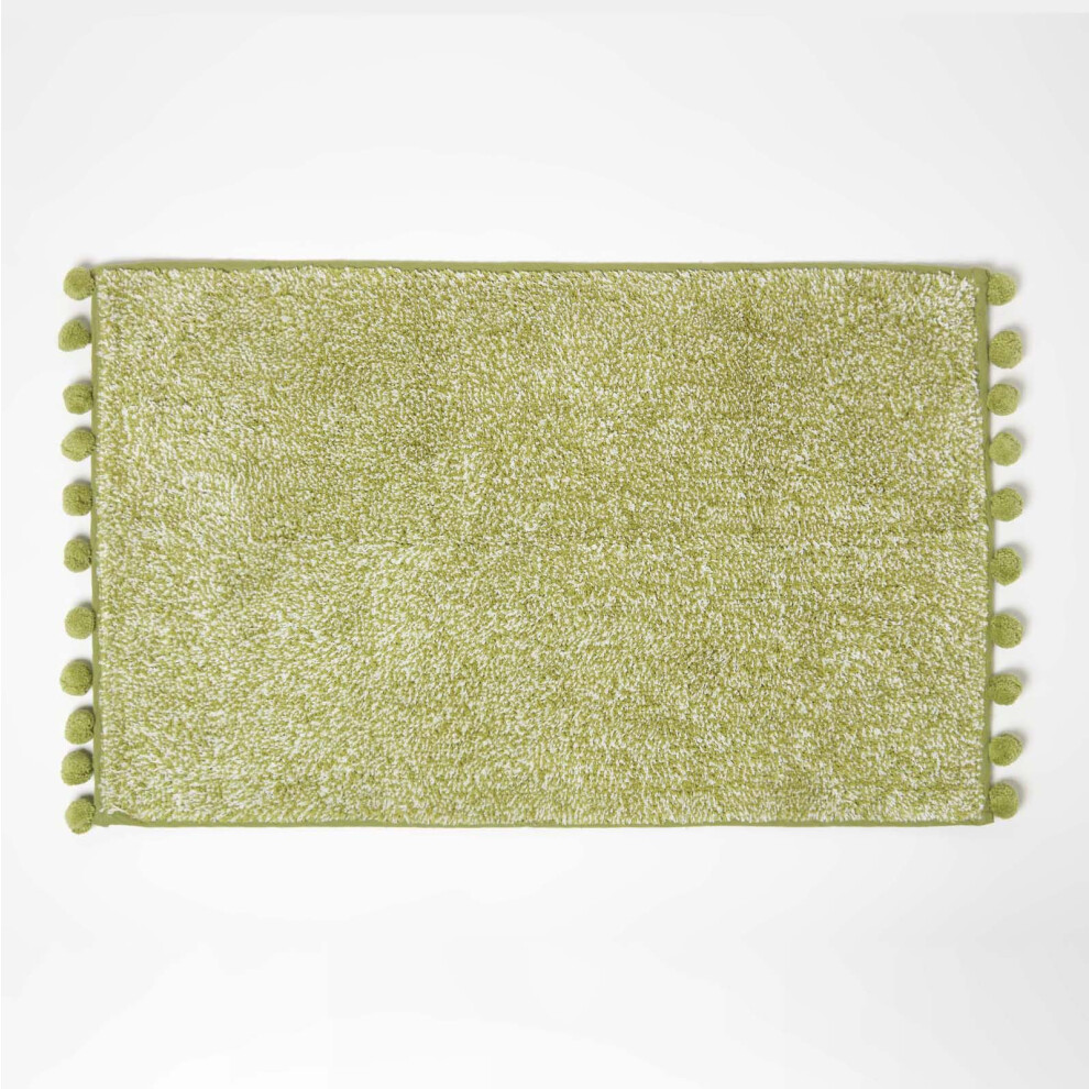 Tufted Bath Mat 100% Cotton with Pom Pom Edges