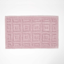 (Pink) HOMESCAPES Tufted Tile Bath Mat Cotton Blend 50 x 80 cm