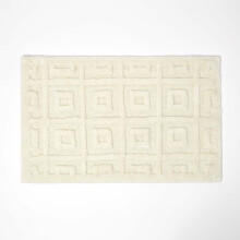 (Cream) HOMESCAPES Tufted Tile Bath Mat Cotton Blend 50 x 80 cm