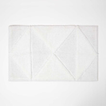 (White) HOMESCAPES 100% Cotton Bath Mat Tufted Geometric Design, 50 x 80 cm