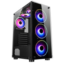 Gaming PC Tower: Ryzen 5 5600GB with Radeon Graphics / 8GB RAM / 256GB SSD + 1TB HDD / 500W 80+ PSU/WiFi/Windows 11 / Black RGB Case