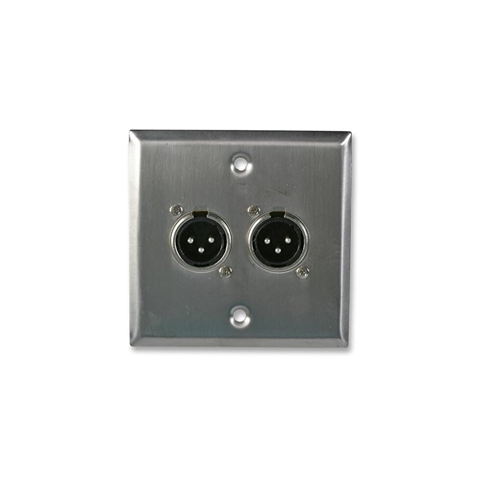 Stainless Steel Av Multimedia Wallplate Face Plate With 2 X 3 Pin Male Xlr Plug Socket 5055329062807