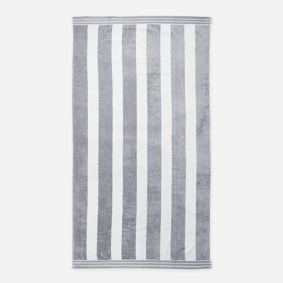 (Grey/White) Jumbo Cabana Stripe Beach Towels - 100 x 180cm