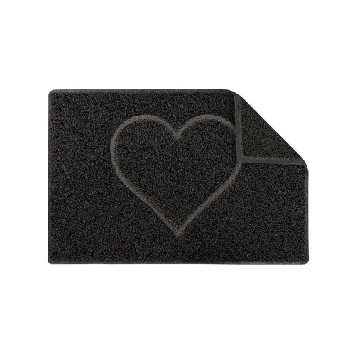 Heart Small Embossed Doormat in Black with Open Back 1