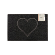 Heart Small Embossed Doormat in Black with Open Back