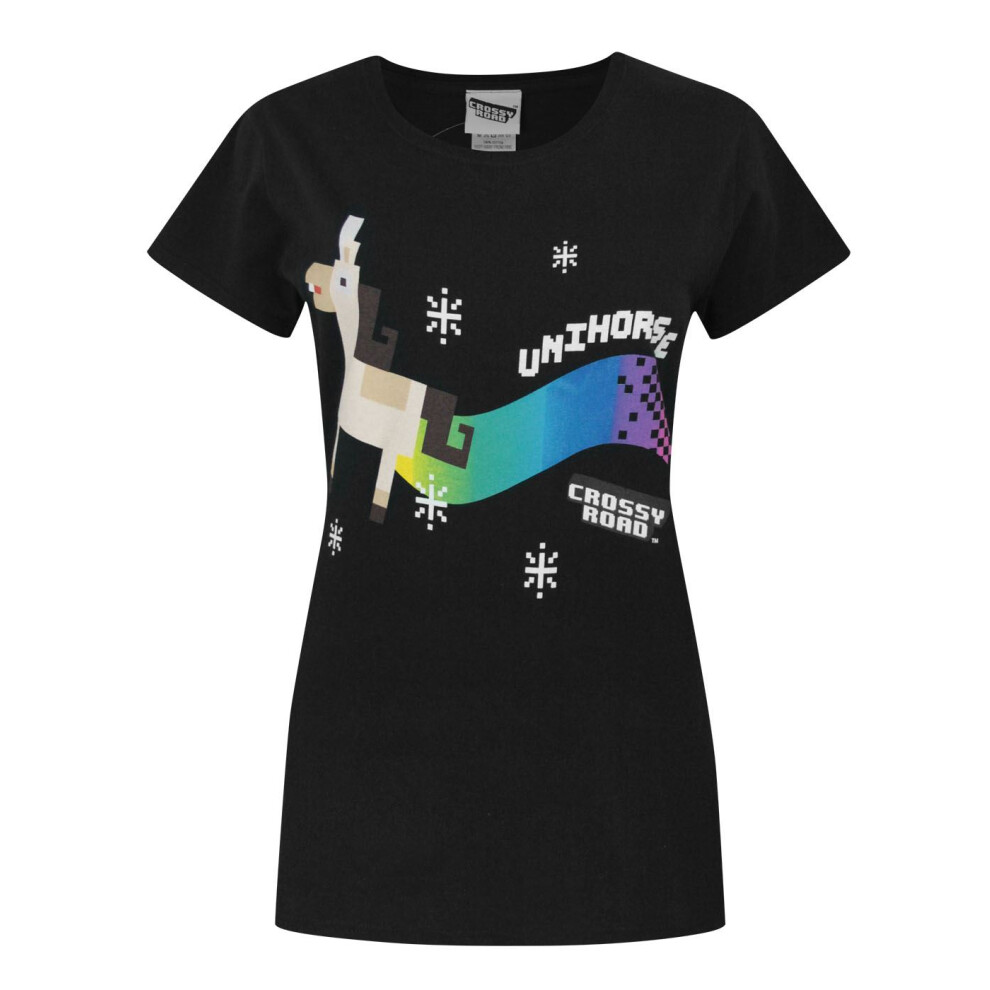 Crossy Road Women's Black (Large) Short Sleeved T-Shirt ( )