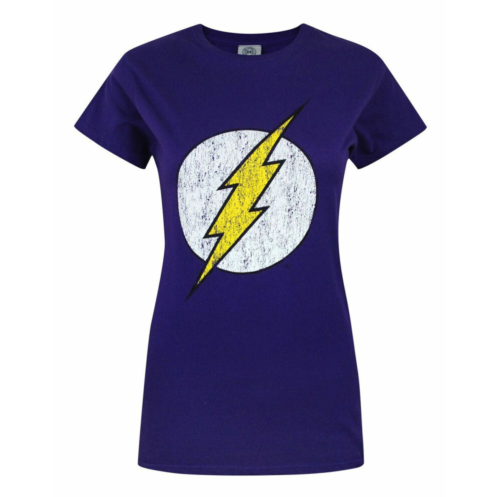 (Large) DC Comics Short Sleeved T-Shirt (Womens Purple)