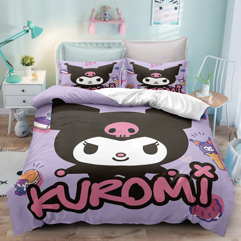 (Style 14, Double(200X200CM/3PCS)) Kuromi Kids Bedding Single Double Duvet Cover UK