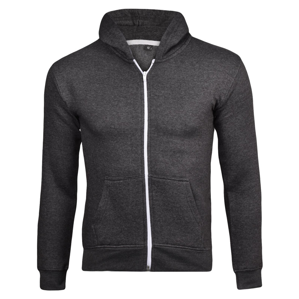 True Face (Charcoal - No Cord, Uk 9 - 10 Years) Kids Plain Zip Up Hoodie Without Cord Sweatshirt