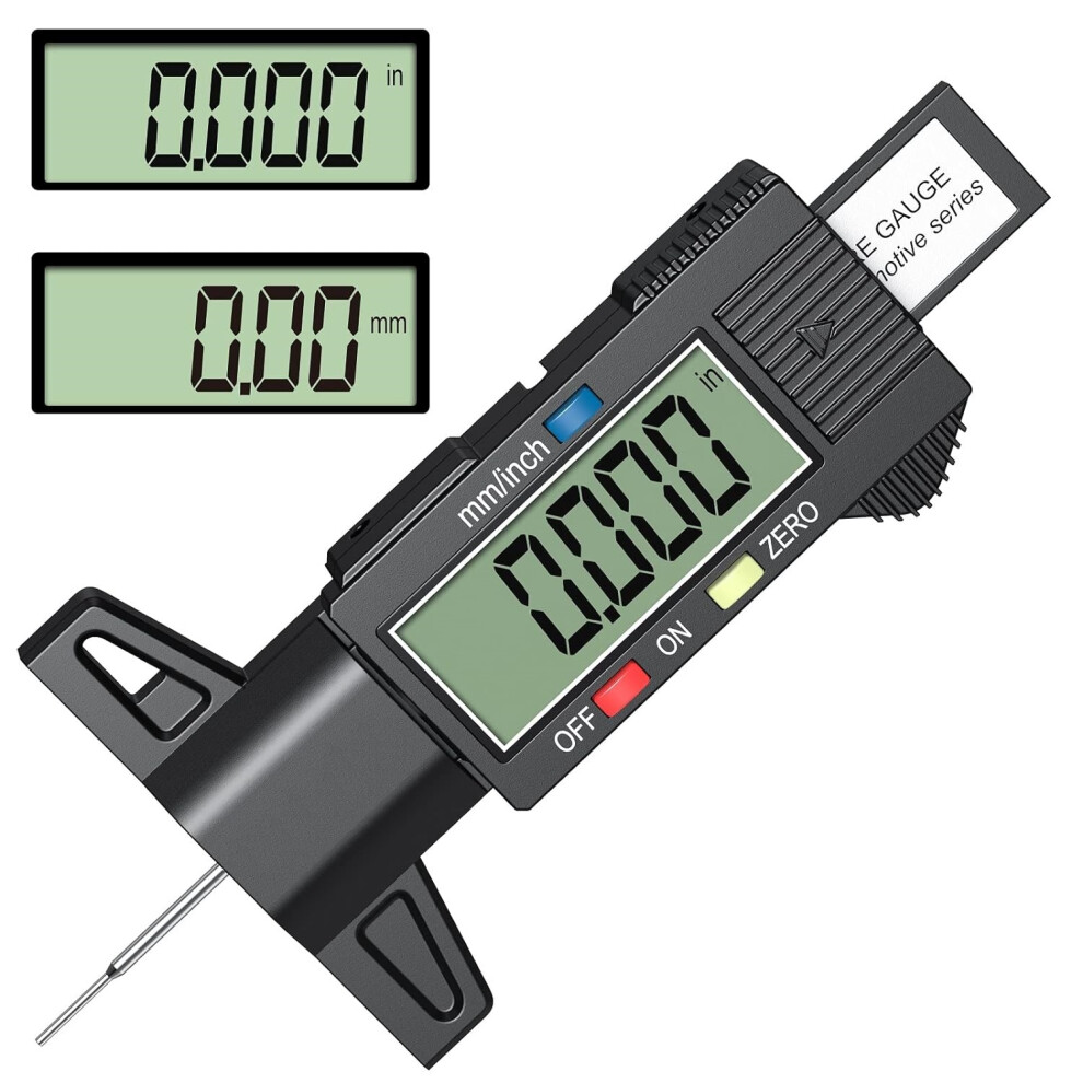 Tyre Tread Depth Gauge,0-25.4Mm/Inch Digital Tyre Tread Depth Checker 799487933337