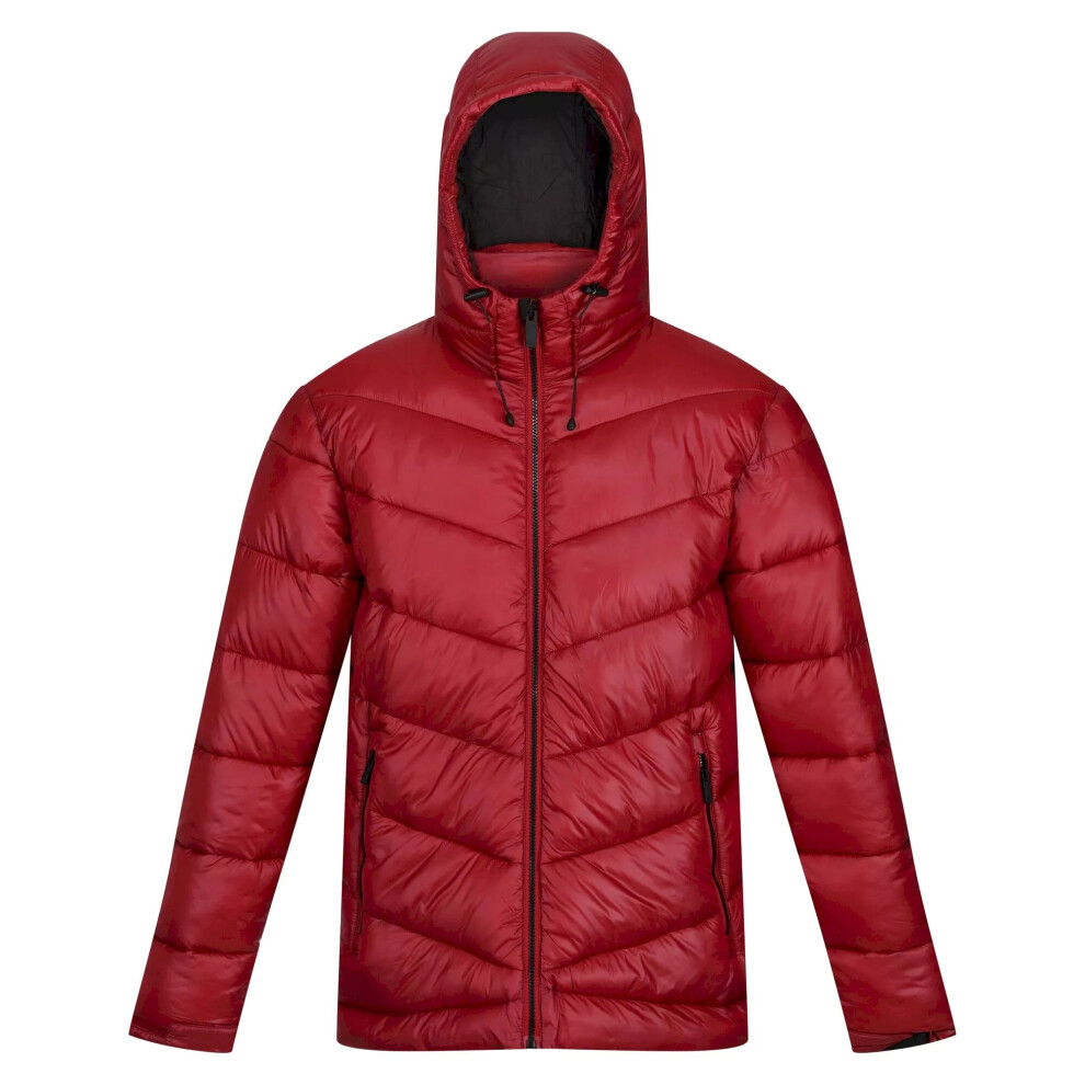 Dark red padded jacket best sale