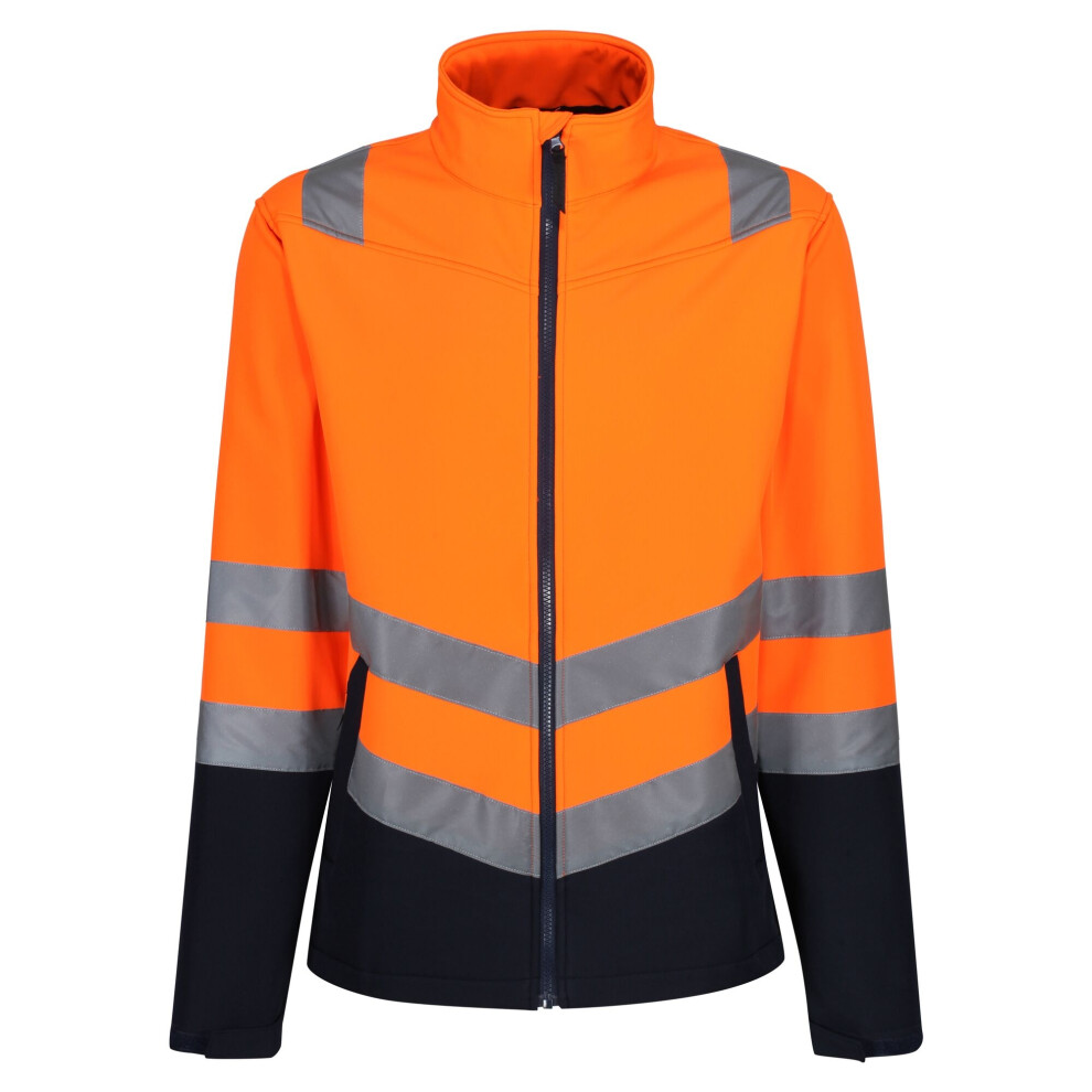 (XXL, Orange/Navy) Regatta Mens Hi-Vis 2 Layer Soft Shell Jacket