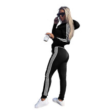 (Black, 3XL (UK 16-18 )) Womens 2 Pcs Athleisure Sports Wear Tracksuit Hoodie Pants Set