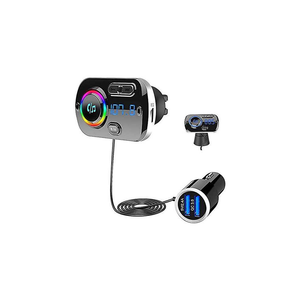 Fm Transmitter Bluetooth 5.0, Bluetooth Car Radio Transmitter Handsfree Car Kit Qc3.0 Usb Car Charger, 7669442909581