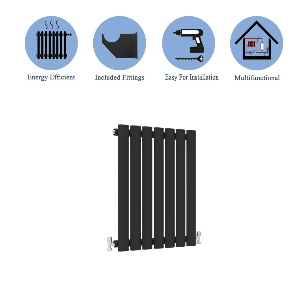 (Single, 600*413mm) Black Oval Tube Designer Radiator