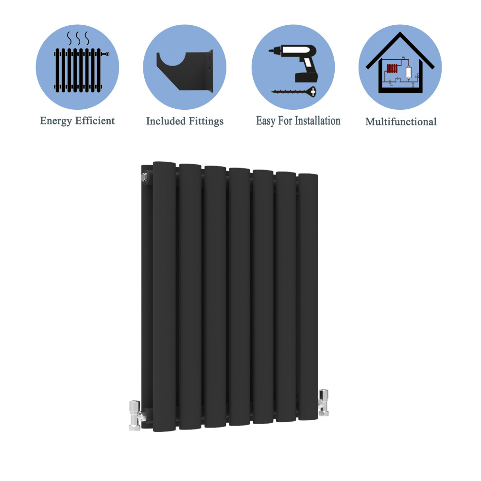 (Double, 600*413mm) Black Oval Tube Designer Radiator