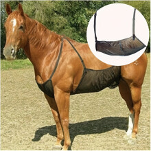 (Black) Horse Belly Protector, Horse Belly Pocket Anti-fly Anti-mosquito Anti-scratch Protection Mesh Cover