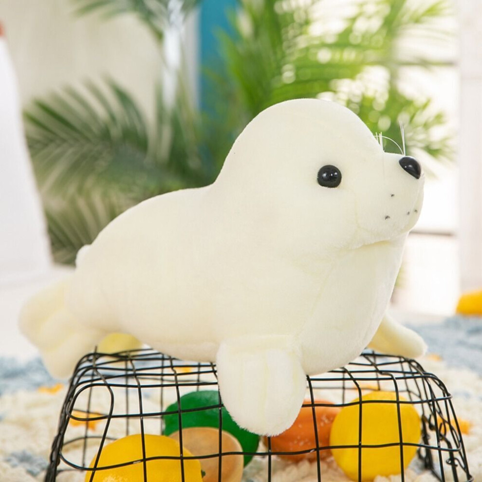 (, 23Cm) Fluffy Seal Plush Stuffed Toy Animal Pillow Sea Lion Plushie Gifts White