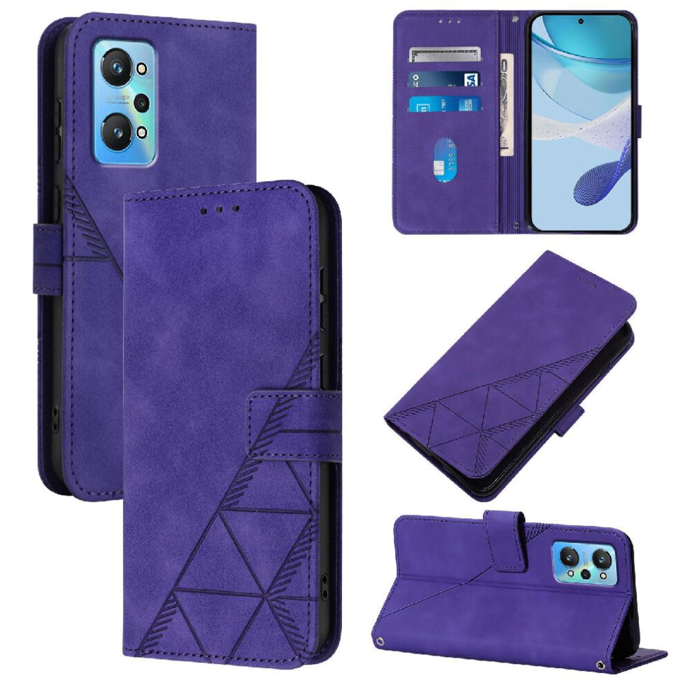 (Purple) Case For Realme Gt Neo 3T Wallet Cover Pu Leather Flip Folio Book Protective Credit Card Holder Purple 764762705084