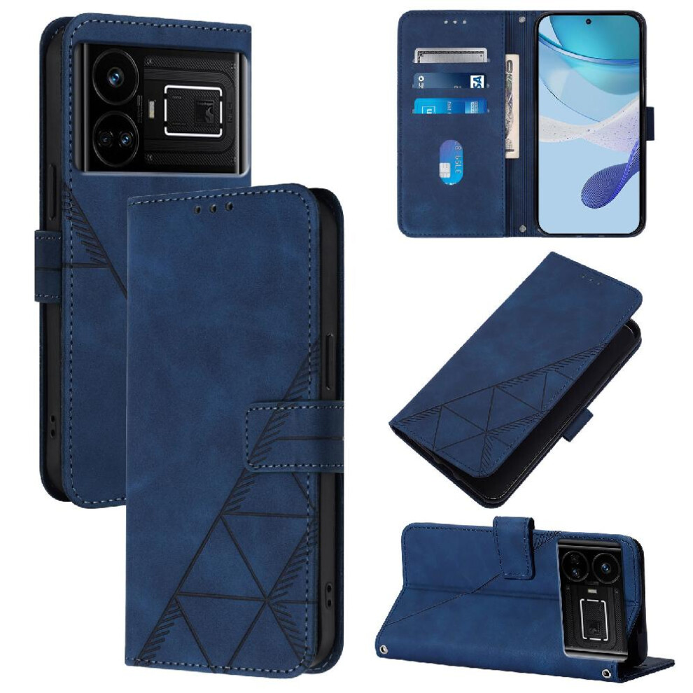 (Blue) Case For Realme Gt Neo 5G Pu Leather Flip Folio Book Protective Wallet Cover Credit Card Holder Blue 764762705183