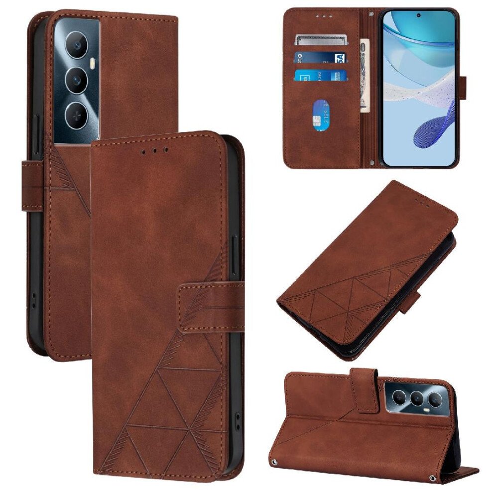 (Brown) Case For Realme C65 4G Credit Card Holder Flip Folio Book Protective Wallet Cover Pu Leather Brown 764762705220
