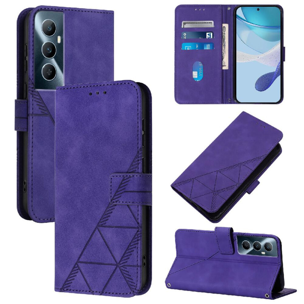 (Purple) Case For Realme C65 4G Credit Card Holder Flip Folio Book Protective Wallet Cover Pu Leather Purple 764762705268