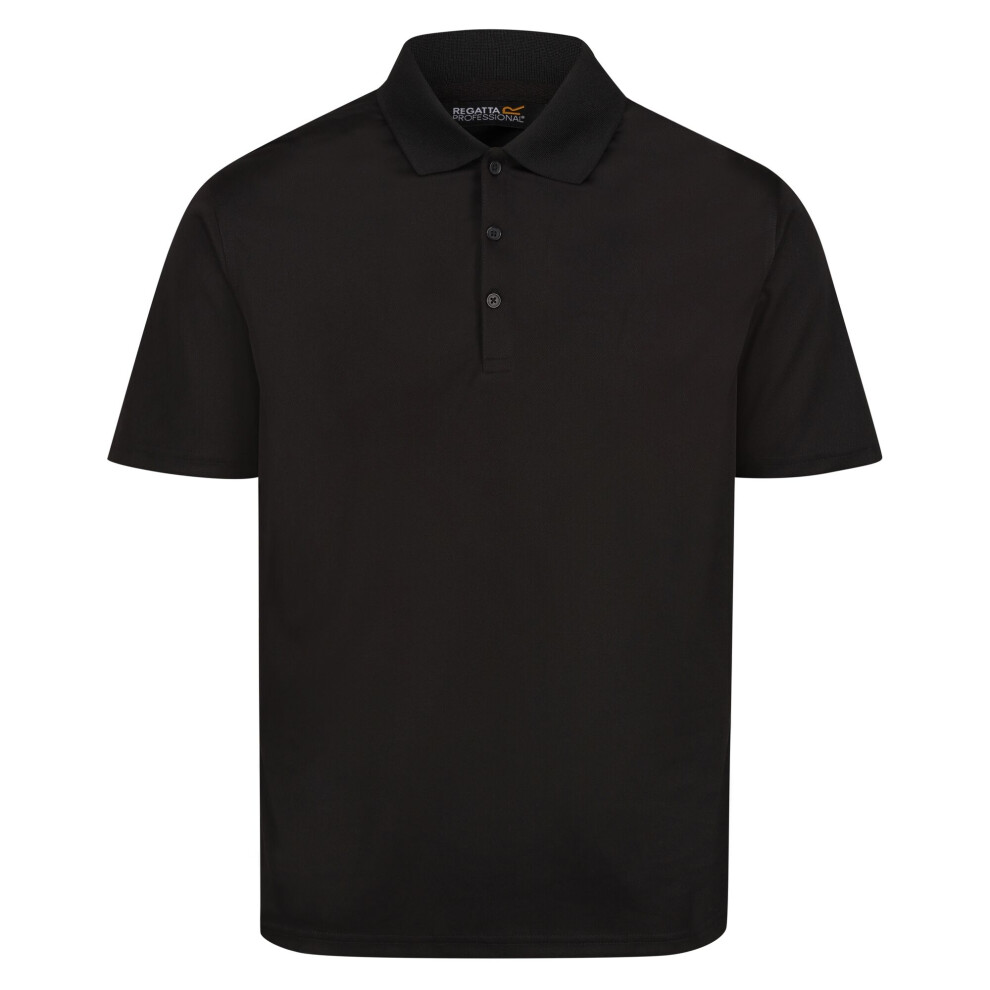 (S, Black) Regatta Mens Pro Moisture Wicking Polo Shirt