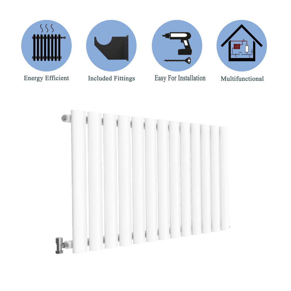 (Single, 600x767mm) White Single/Double Oval Column Radiator