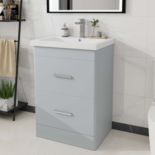600mm Bathroom Vanity Unit & Basin Sink with 2 Drawers Waterproof 2