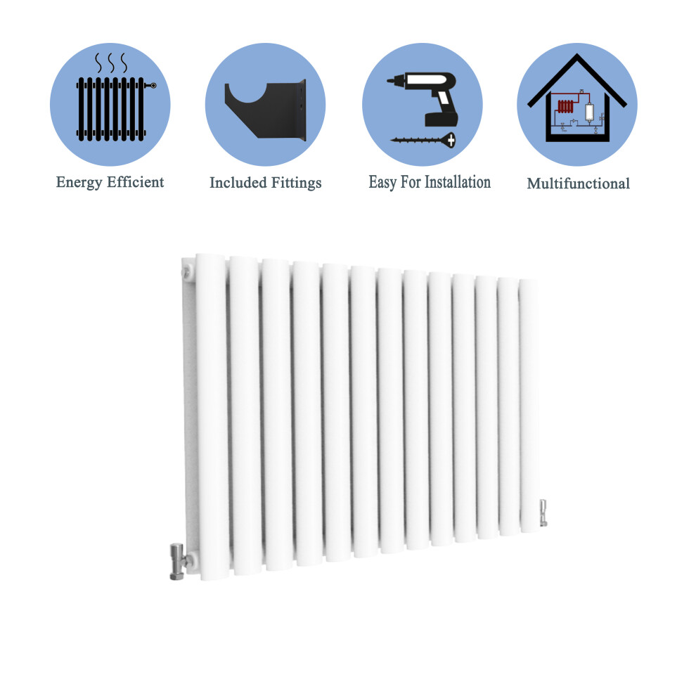 (Double, 600x767mm) White Single/Double Oval Column Radiator