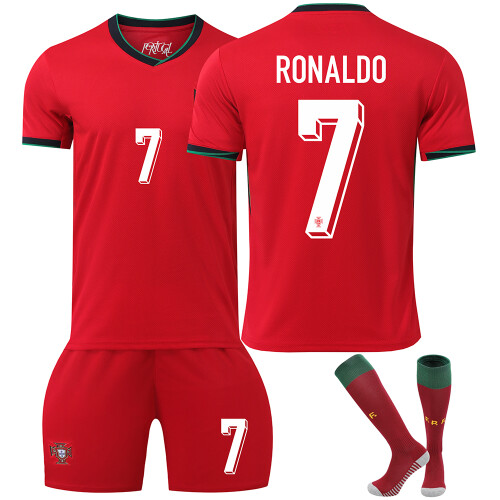 24-25 Portugal Home Soccer Jersey Set No.7 RONALDO Football Kit Uniform ...