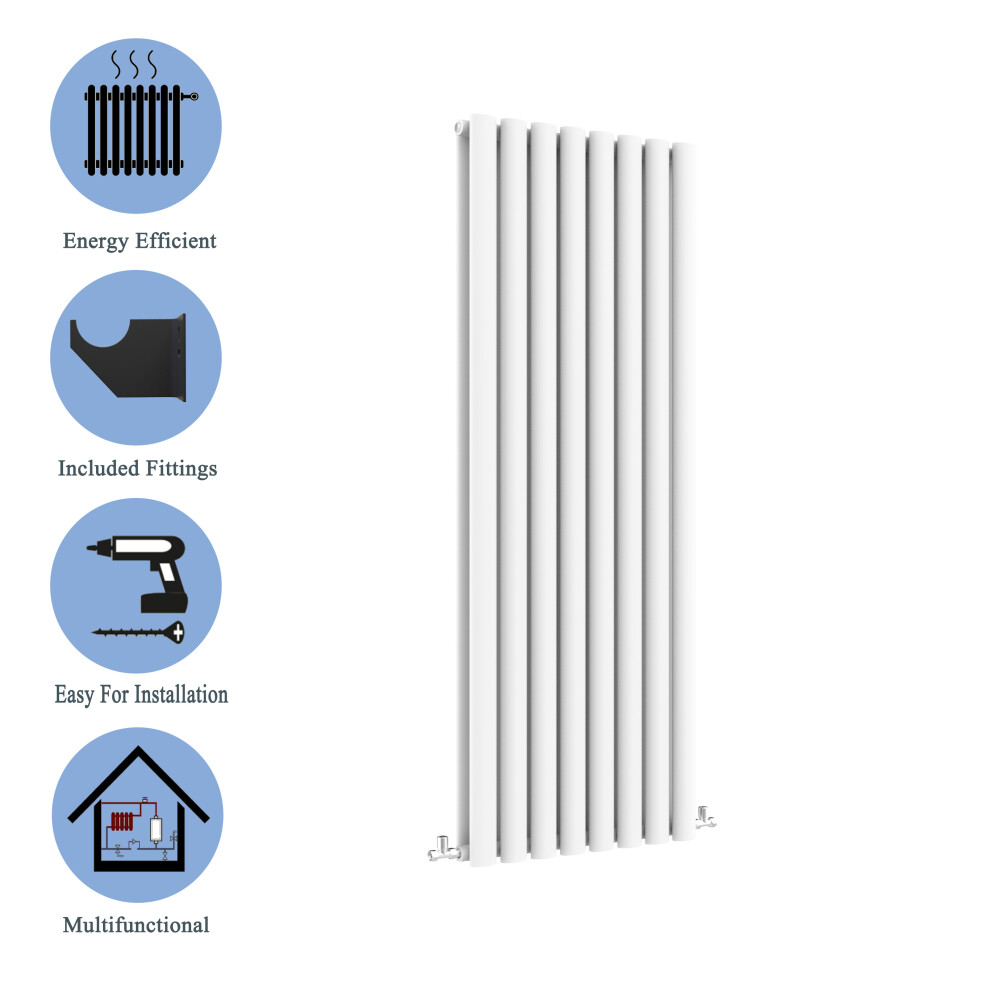 (Double, 1600x472mm) White Single/Double Oval Column Radiator