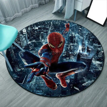 (#15, Diameter 100cm) Marvel The Avengers Spiderman Round Rug Bedroom Carpet Doormat Non-slip Mat