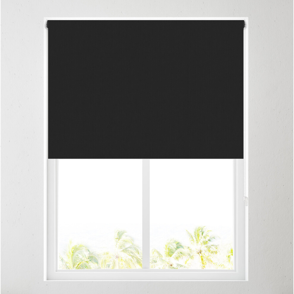 (122cm (4ft), Black) Blackout Roller Blinds for Windows, Custom Cut to Size - Black Out Thermal Fabric Durable Fittings Easy Fit