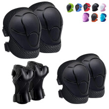 (6PC Knee Protection Set Black) Knee Pads Set For Kids Kneepads And Elbow Pads Toddler Protective Gear Knee Pads